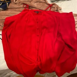 Express red cold shoulder shirt